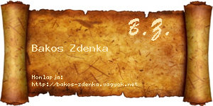 Bakos Zdenka névjegykártya